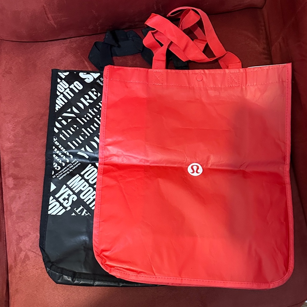 Lululemon Red and Black Tote Bags